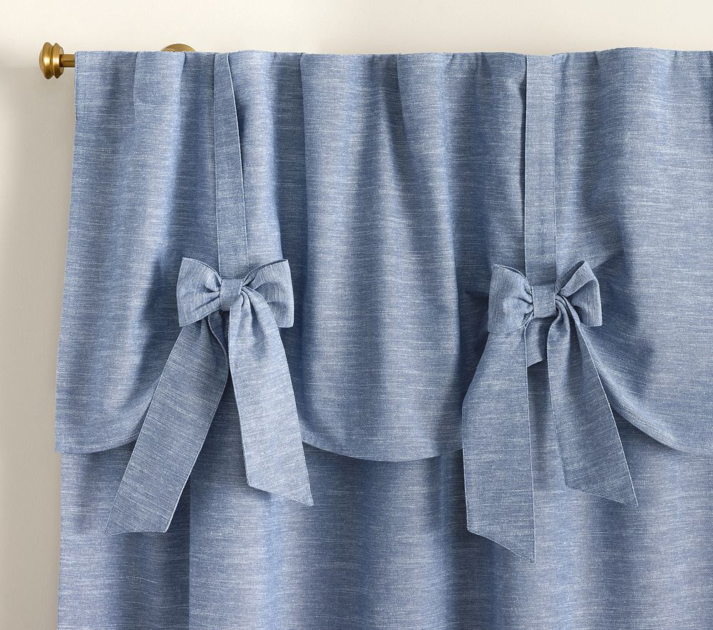 Evelyn Linen-Blend Bow Valance Blackout Curtain | Pottery Barn Kids