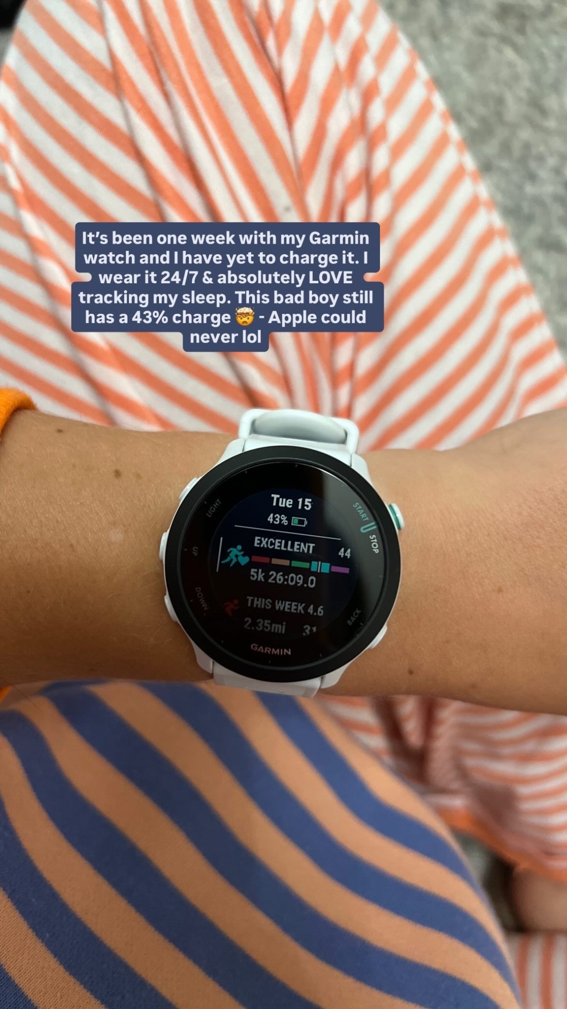 My go-to watch for mom life + step goals ⌚️🤍
I use the Garmin Forerunner 55 (in white!) to track everything — my runs, sleep, stress levels, even my cycle. It’s lightweight, easy to use, and the battery lasts for days (seriously, I forget it even needs charging). Found mine on Amazon and haven’t looked back.

Linked it on my LTK for anyone needing a reliable, affordable watch that goes way beyond workouts.

#garminforerunner55 #garminwatch #runnerswatch #momrunner #healthtech #sleeptracker #steptracker #runtracker #ltkfitness #ltkunder100 #amazonfinds #healthymomlife #ltkrunning #postpartumfitness

#LTKActive