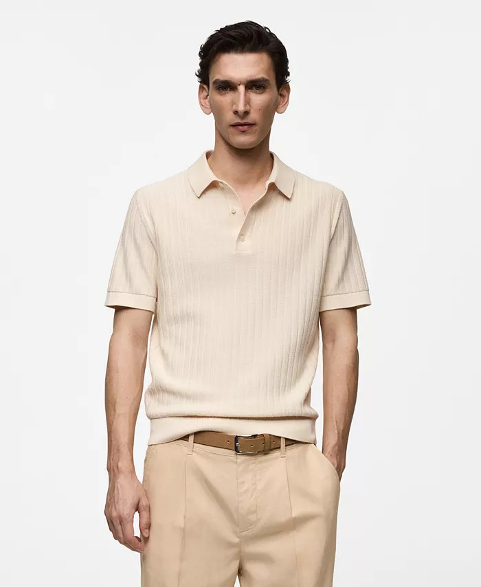 MANGO Men's Cotton Micro-Structure Polo Shirt - Macy's | Macy's