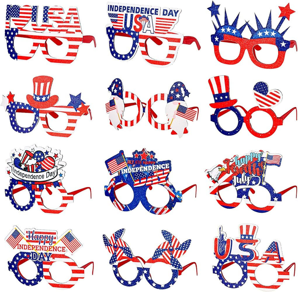 Max Fun 12 Pack American Flag Glasses – USA Patriotic Party Sunglasses for 4th of July, Indepen... | Amazon (US)