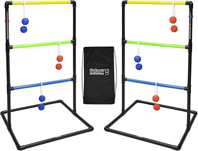 GoSports Pro Grade Ladder Toss Indoor/Outdoor Game Set with 6 Soft Rubber Bolo Balls, Travel Carr... | Amazon (US)