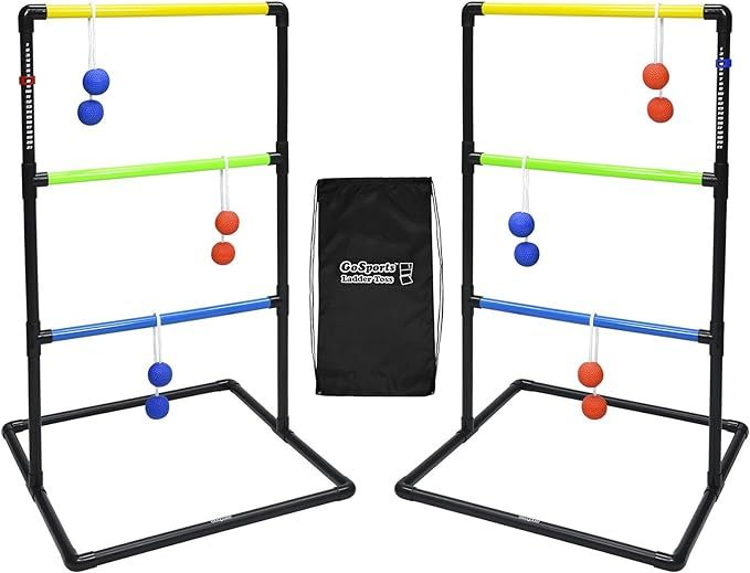 GoSports Pro Grade Ladder Toss Indoor/Outdoor Game Set with 6 Soft Rubber Bolo Balls, Travel Carr... | Amazon (US)