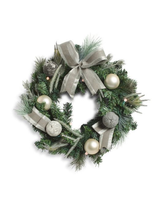 26in Grey Sweater Ball Wreath | TJ Maxx