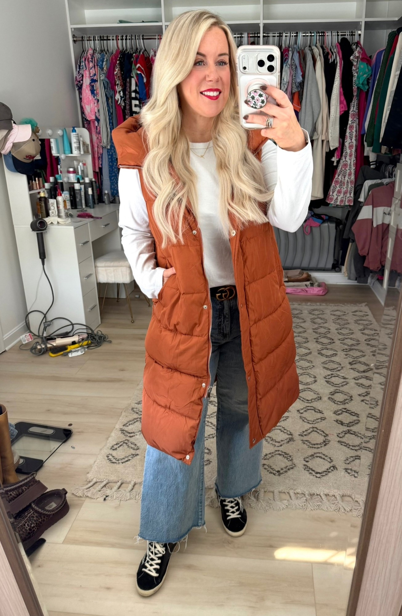 Heading out of town for the night. Travel / car outfit. Favorite long puffer vest from Amazon in color caramel 

Outfit of the day 
Almost 40 
Millennial fashion 
Mom outfit 
Mom fashion 


#LTKOver40 #LTKmomlife #LTKootd