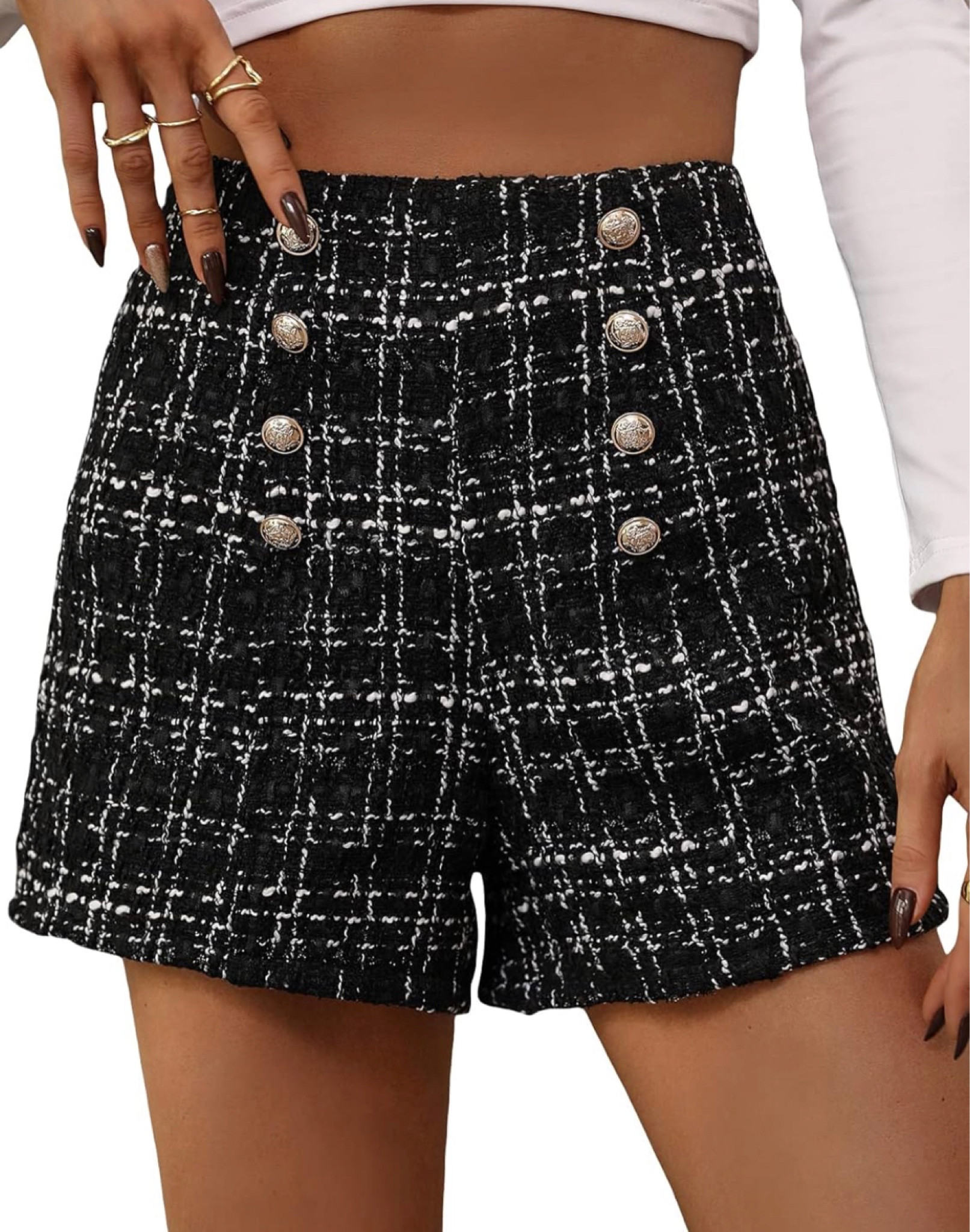 Black gold button shorts 