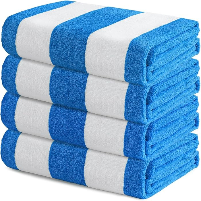 Exclusivo Mezcla Beach Towels Oversized, 4 Pack Lightweight Cabana Stripe Pool Bath Towel Set for... | Amazon (US)