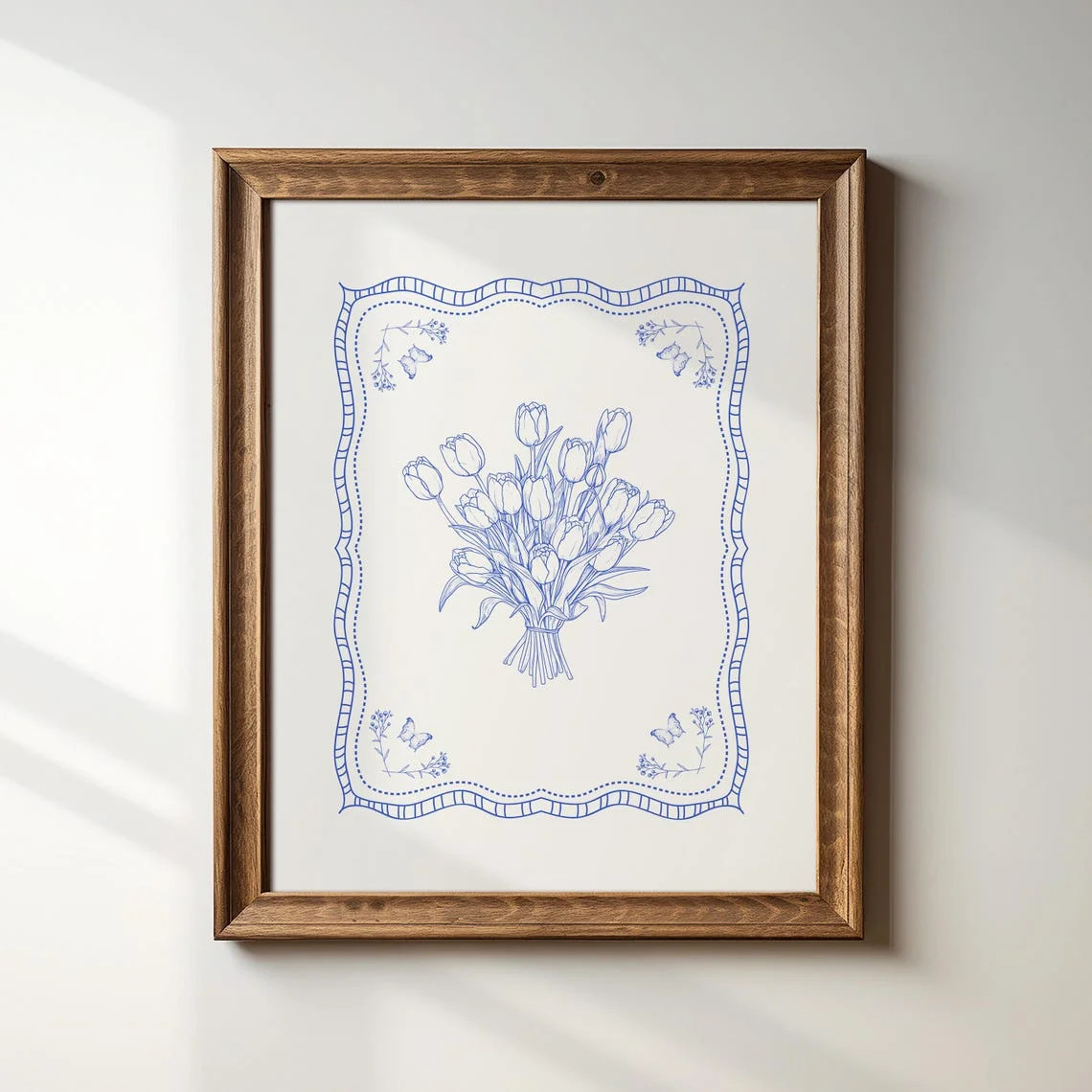 Printed And Shipped Blue Vintage Toile Tulip Art Print, Nursery, 11X14, Vintage Painting, Waterco... | Walmart (US)