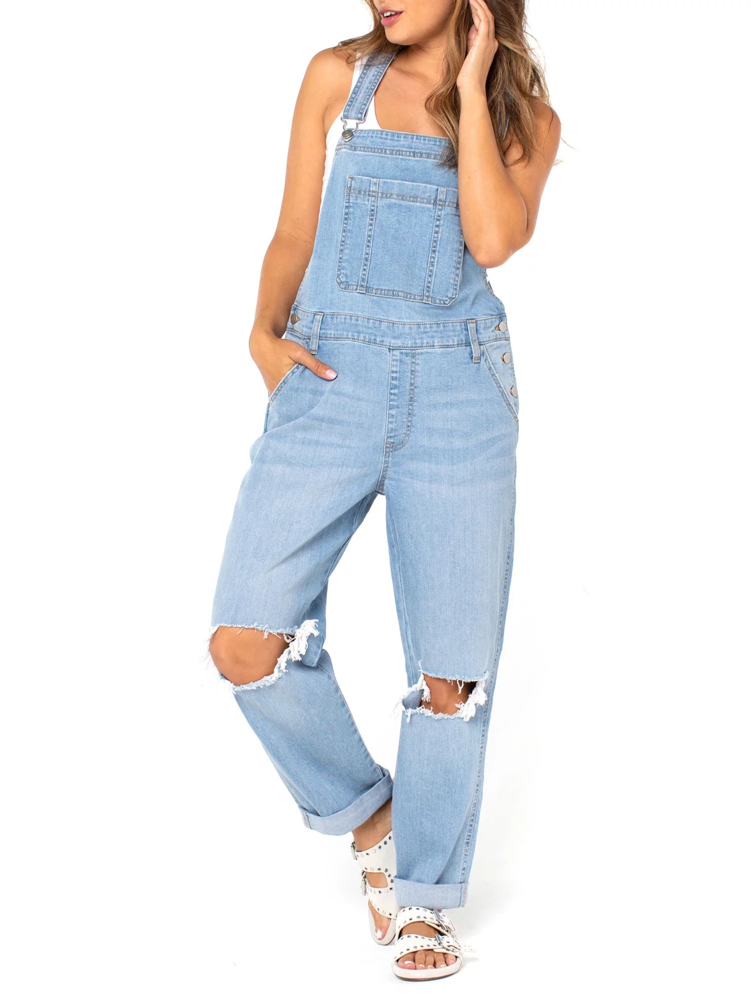 Celebrity Pink Junior's Vintage Stretch Denim Overall - Walmart.com | Walmart (US)