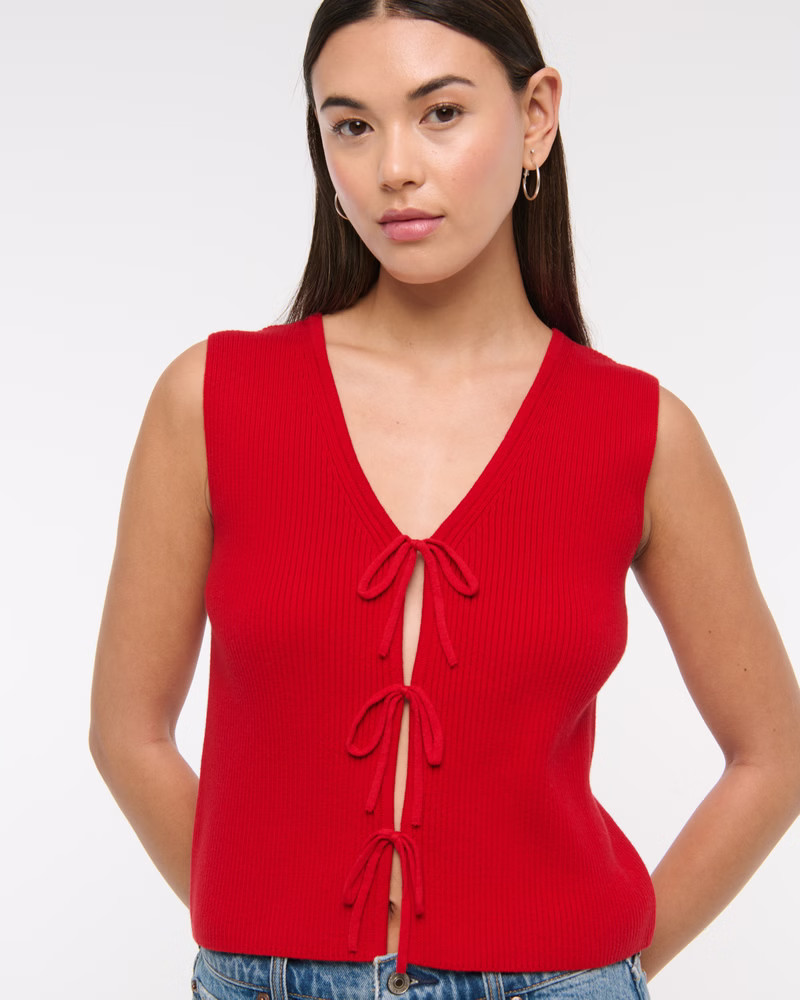 Tie-Front V-Neck Sweater Vest | Abercrombie & Fitch (US)