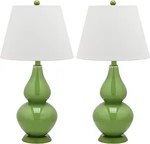 SAFAVIEH Lighting Collection Cybil Modern Contemporary Green Double Gourd Glass 27-inch Bedroom L... | Amazon (US)