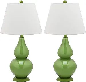 SAFAVIEH Lighting Collection Cybil Modern Contemporary Green Double Gourd Glass 27-inch Bedroom L... | Amazon (US)