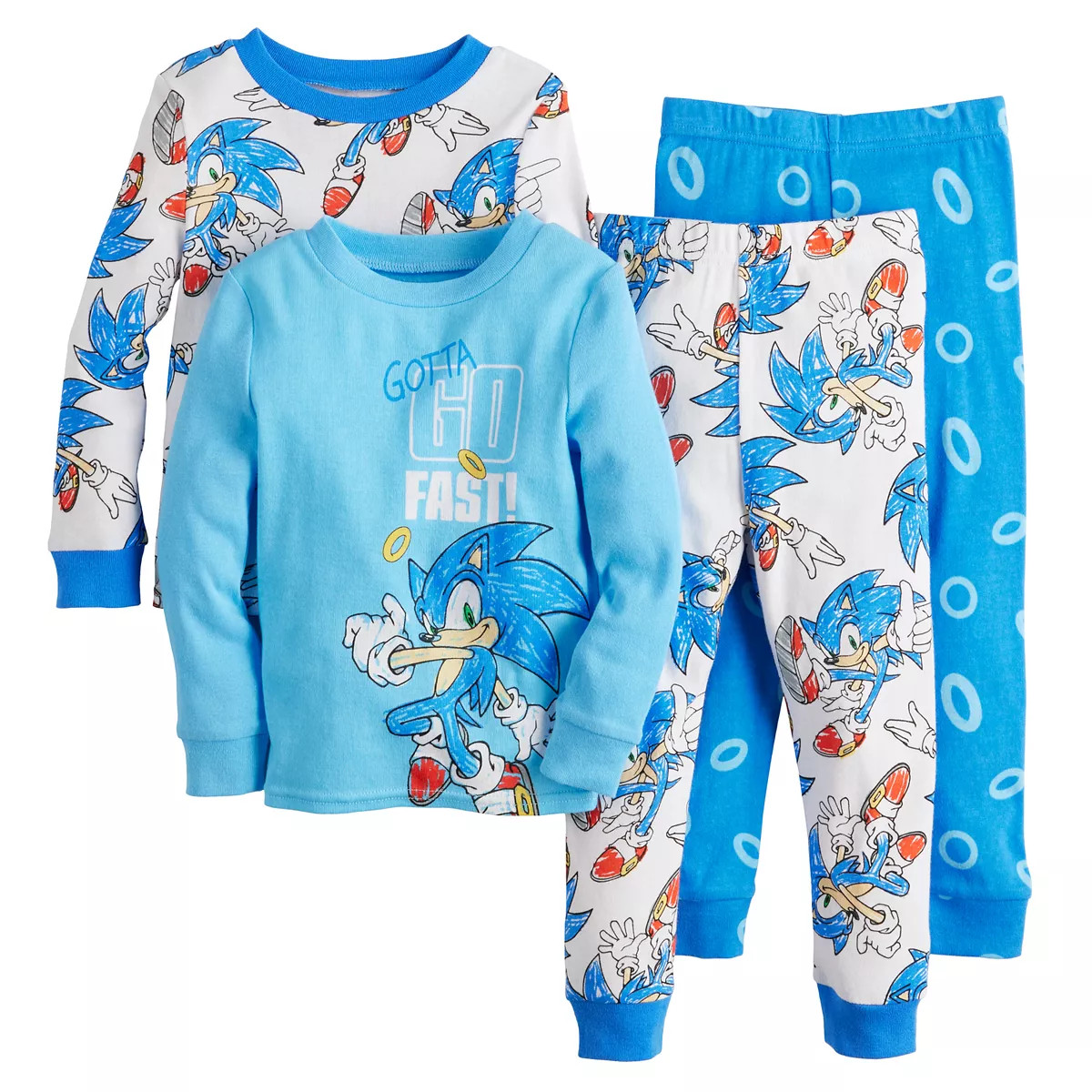 Toddler Boy Sonic the Hedgehog Long Sleeve Tops & Bottoms 4-Piece Pajama Set | Kohl's