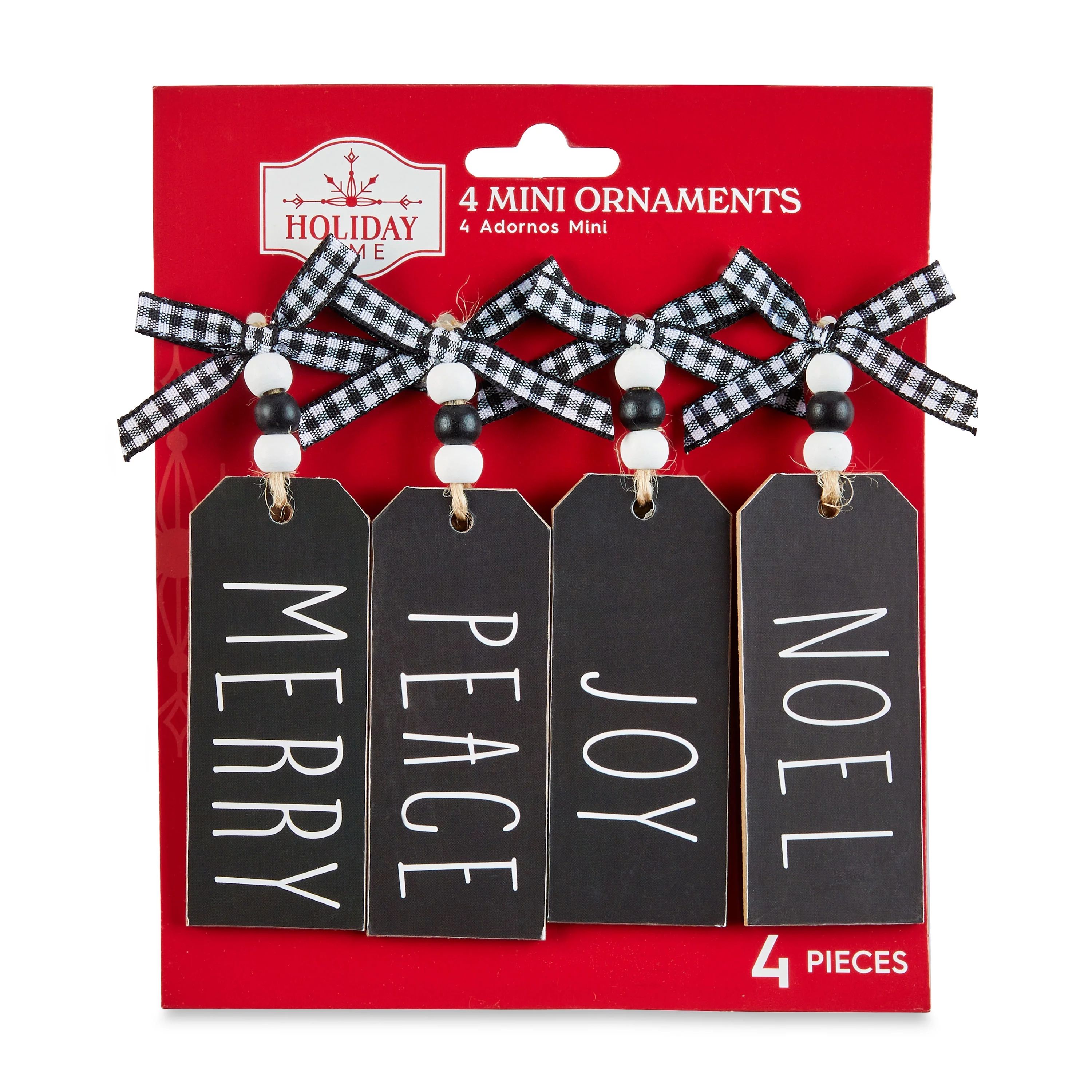 Holiday Time Chalkboard Black Word Mini Ornaments, 4 Count | Walmart (US)