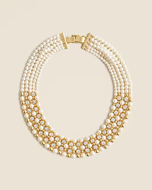 Crystal and pearl chainlink necklace | J. Crew US