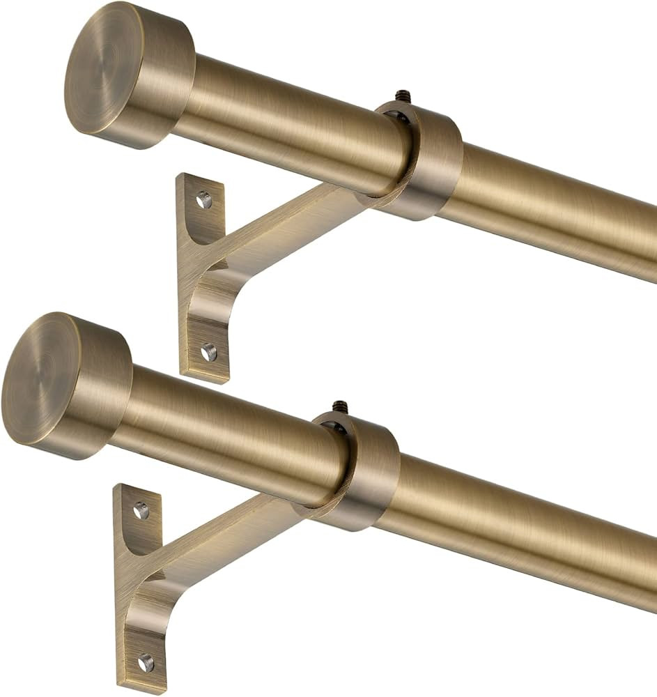 2-Pack Curtain Rod for Windows 48-84",Adjustable Window Curtain Rods with Premium Aluminum End Ca... | Amazon (US)