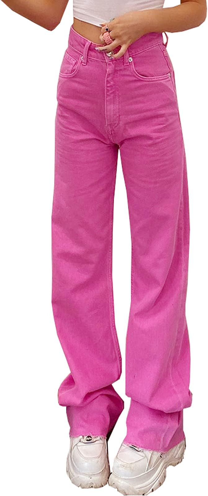 Vintage Jeans for Women Teen Girl High Waisted Relaxed Fit Straight Leg Baggy Boyfriend Jeans | Amazon (US)