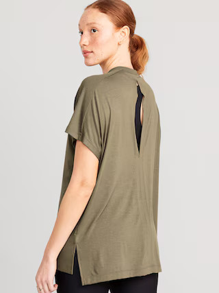 Oversized UltraLite Rib-Panel Tunic T-Shirt for Women | Old Navy (US)