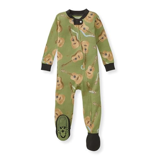 Burt's Bees Baby Baby Boy's Sleeper PJs, 100% Organic Cotton, One-Piece Footie, Zip Up Jumpsuit, Snug Fit Pajamas, Acoustic Guitar, 18 Months | Amazon (US)