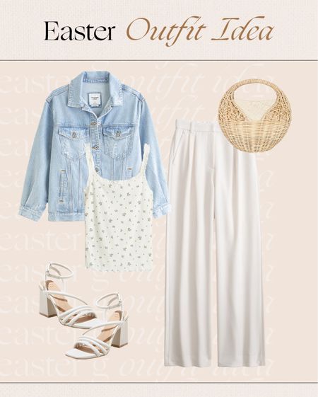 Easter outfit idea 🐰 denim jacket, floral tank, pants and strappy sandals 

#LTKstyletip #LTKSeasonal #LTKfindsunder100