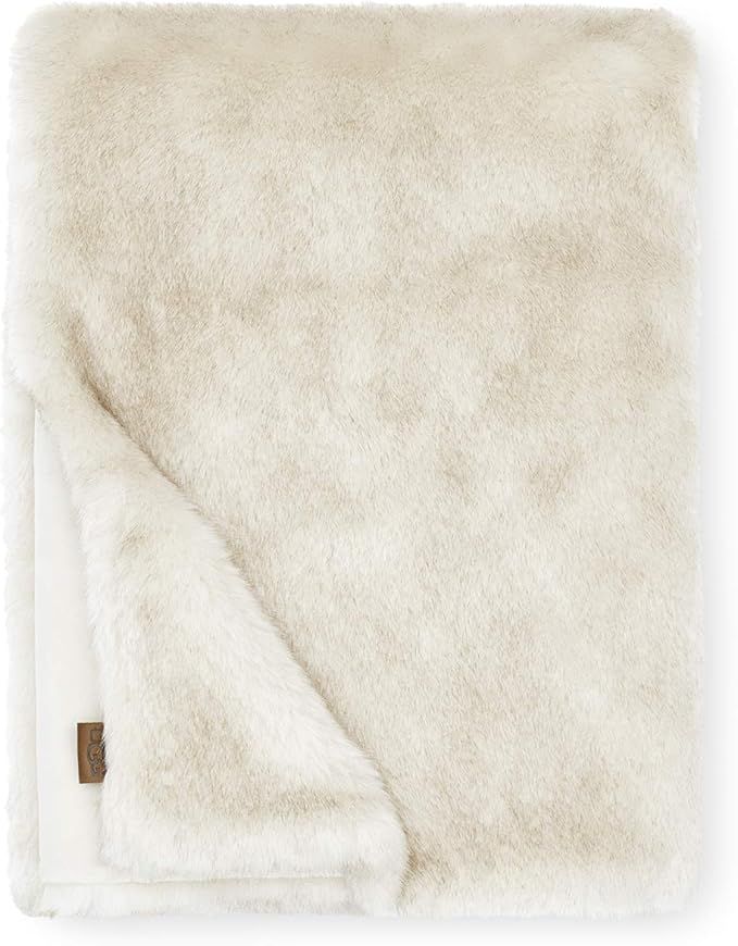 UGG Firn Plush Faux-Fur Throw Blanket, Natural | Amazon (US)