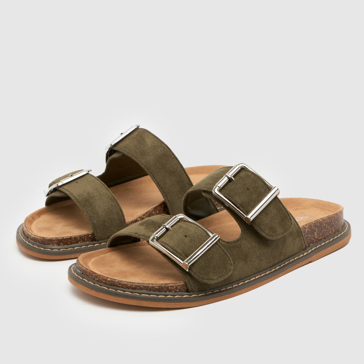 Womens Khaki schuh Tamika Buckle Footbed Sandals | schuh | Schuh