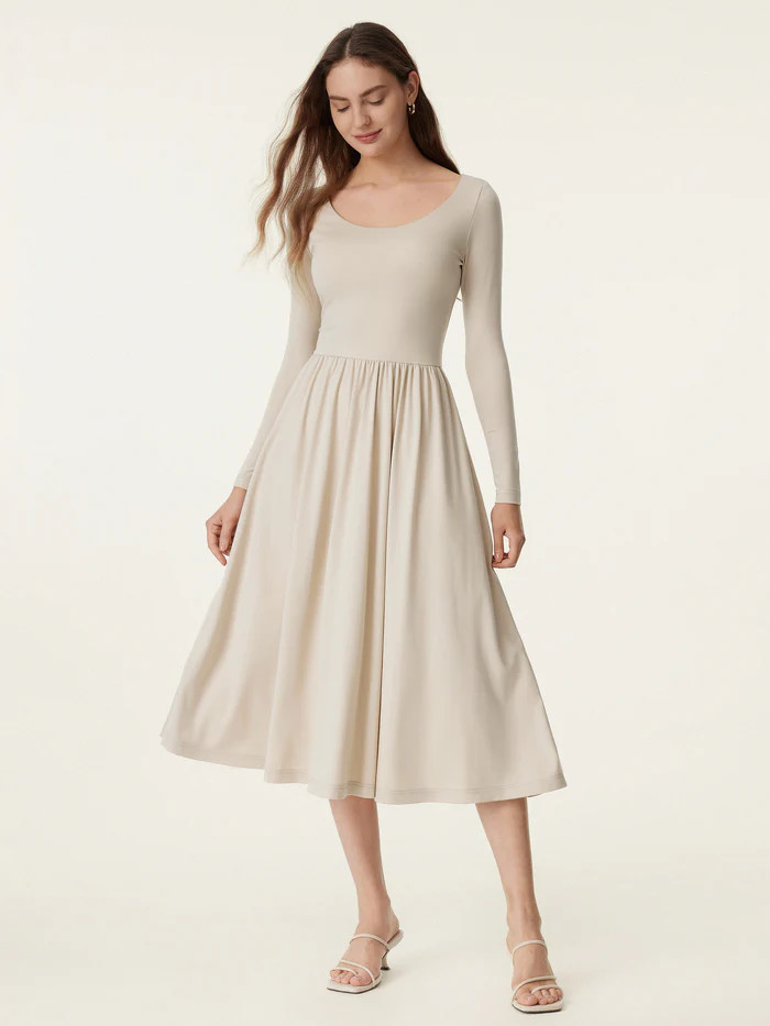 Fit-and-flare Brami Midi Dress with Pockets | OGL