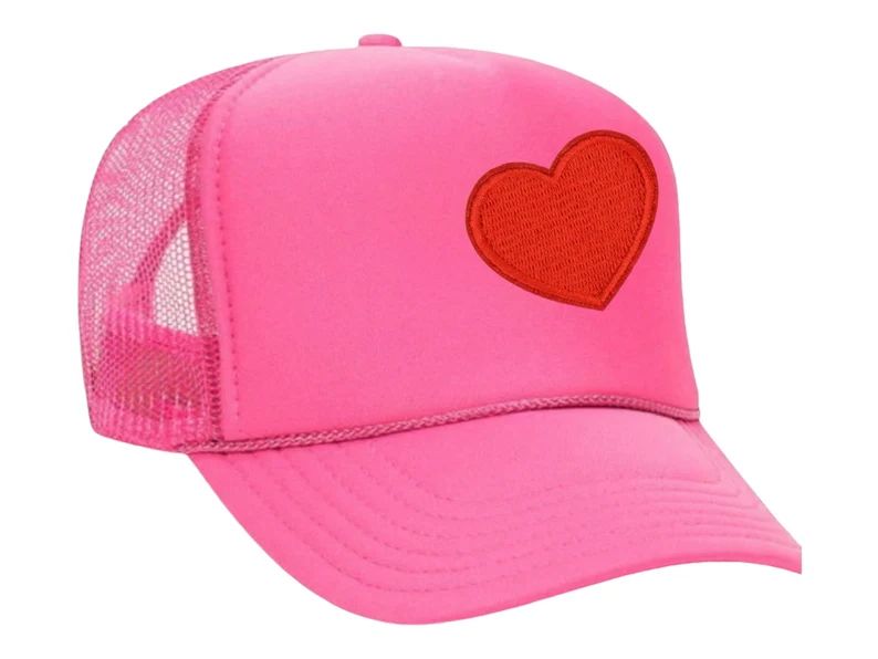 Love Heart Embroidered Patch Trucker Hat, Foam Trucker Hat,  Mesh Trucker Hat, Logo Hat | Etsy (US)