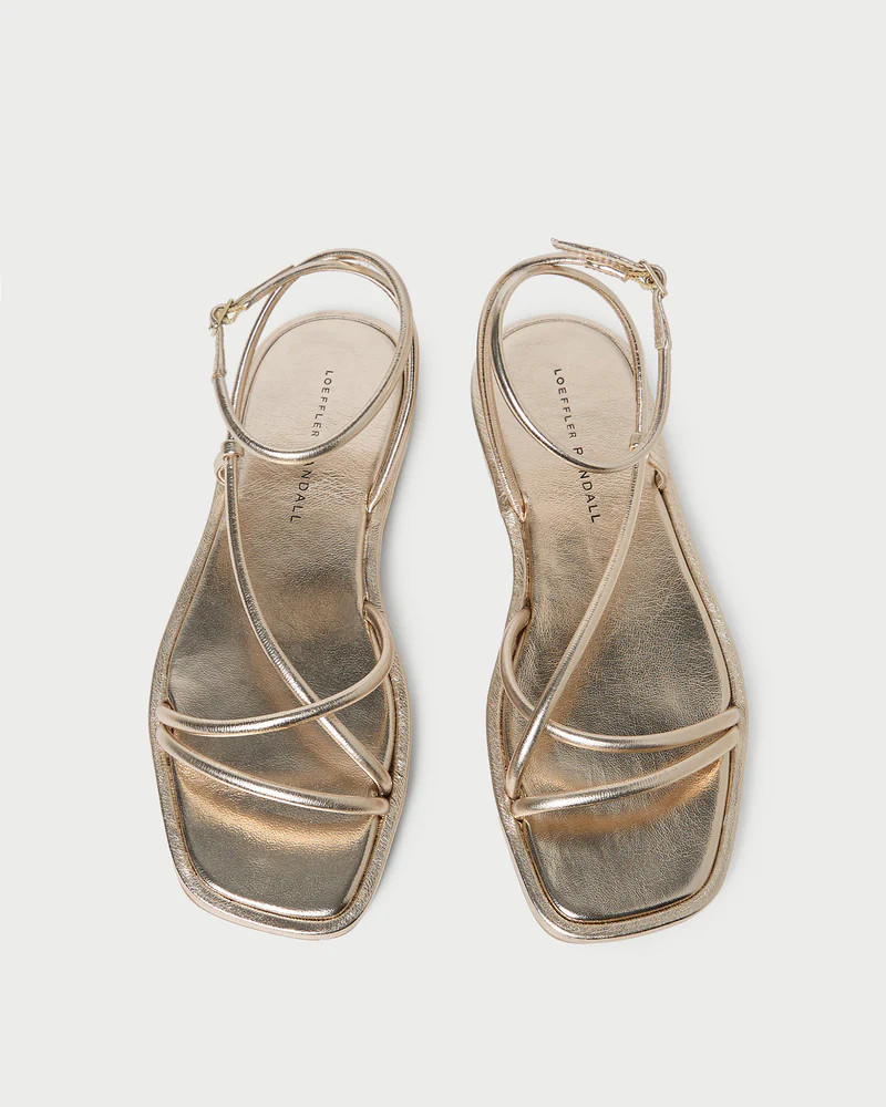 Noor Champagne Leather Flat Sandal | Loeffler Randall