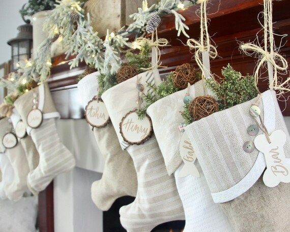 Neutral Christmas Stockings for a Farmhouse Vibe — JANUARY Shipping-- Modern Farmhouse Christma... | Etsy (US)