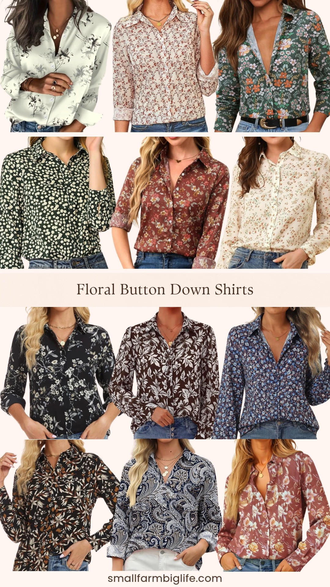Floral button downs are such an easy way to add a little print to your fall wardrobe and this edit rounds up the best dressy casual styles worth adding to your closet.

Starting with paisley and boho prints: a brown and blue paisley collared blouse perfect for business casual, and a navy blue boho floral dressy blouse with a long sleeve fit.

For warm tones: a brown and white floral V neck blouse, a burnt sienna printed wrinkle resistant shirt, a rust floral wrinkle free dress shirt, and a dark red and cream floral long sleeve blouse, all easy to dress up or down.

For something more elevated: a beige and brown floral satin blouse with a silky button down finish, and a moss green and orange cotton work blouse in a non boxy regular fit.

Rounding it out is a dark green and cream point collar floral blouse, a cream and tan point collar floral blouse, plus a black and cream and a brown and cream wrinkle free collared blouse, all perfect for the office or a dressy casual look.

#floralblouse #buttondownshirt #workoutfits #fallblouse #businesscasual 

 #LTKootd #LTKOver40 #LTKWorkwear