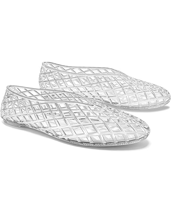 Agodor Jelly Mary Jane Flat Mesh Ballet Flats for Women, Closed Square Toe Hollow Jellies Beach F... | Amazon (US)