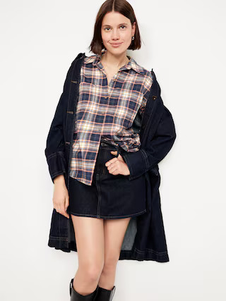 Plaid Flannel Button-Down Boyfriend Shirt | Old Navy (US)