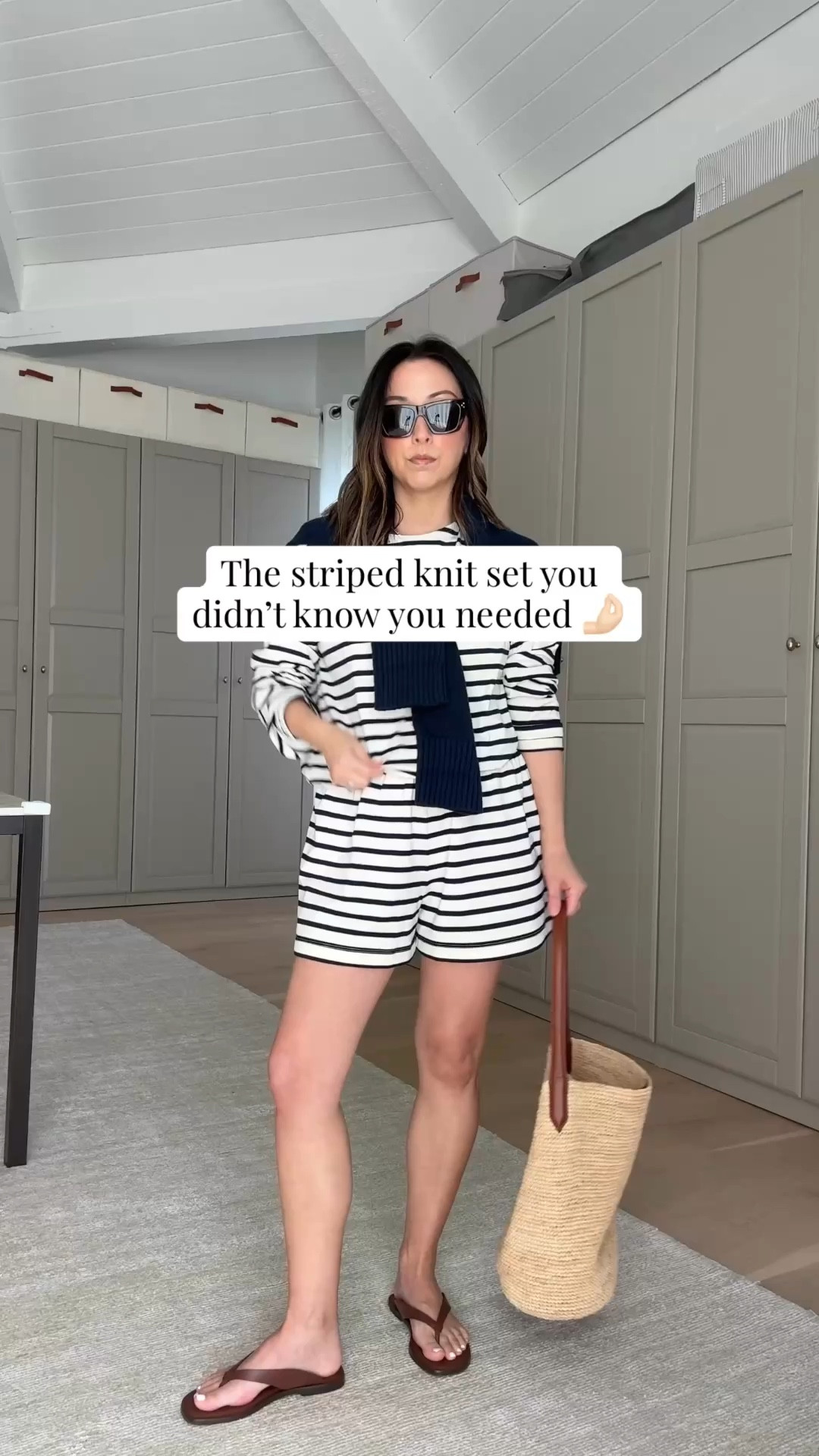 Spring Tops to Rotate: Stripe Tees. Be picky! The wrong stripe tees can cheapen your outfits. 

Tuckernuck stripe tee xs -  runs roomy
Tuckernuck shorts small
Everlane flip flops 5
J.crew bucket bag
Everlane cotton sweater xs
Celine sunglasses 
Dorsey James necklace 15”
Quince earrings  

Spring outfits 2026, spring style, petite style 

#LTKSeasonal #LTKootd #LTKPetite