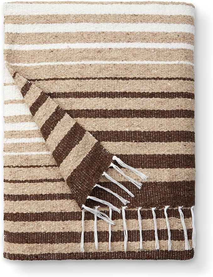 Black and Tan Mexican Blanket by Laguna Beach Textile Co - Beach, Yoga, Camping, or Decorative Th... | Amazon (US)