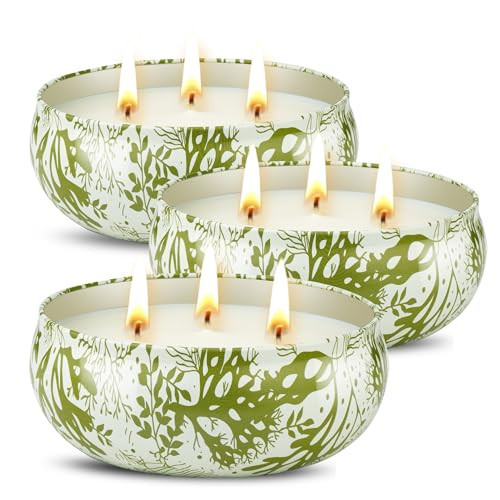 3 x 12oz Citronella Candle Outdoor 3 Wick Soy Wax Citronella Candle Set Jar Candle Up to 240hrs Burning Outdoor Candles Home Garden Yard Balcony Summer Camping | Amazon (US)
