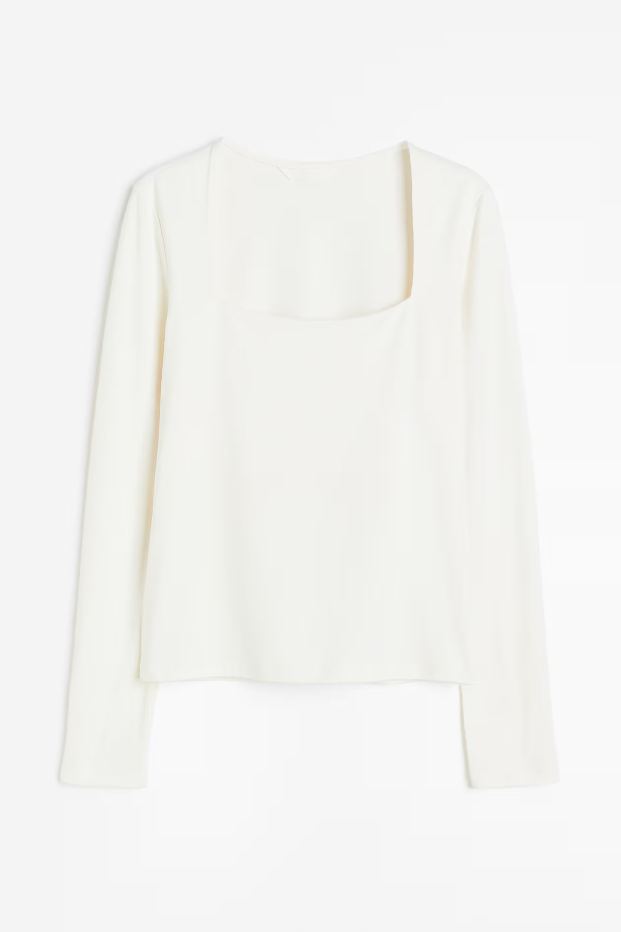 Long-sleeved jersey top - Cream - Ladies | H&M GB | H&M (UK, MY, IN, SG, PH, TW, HK)