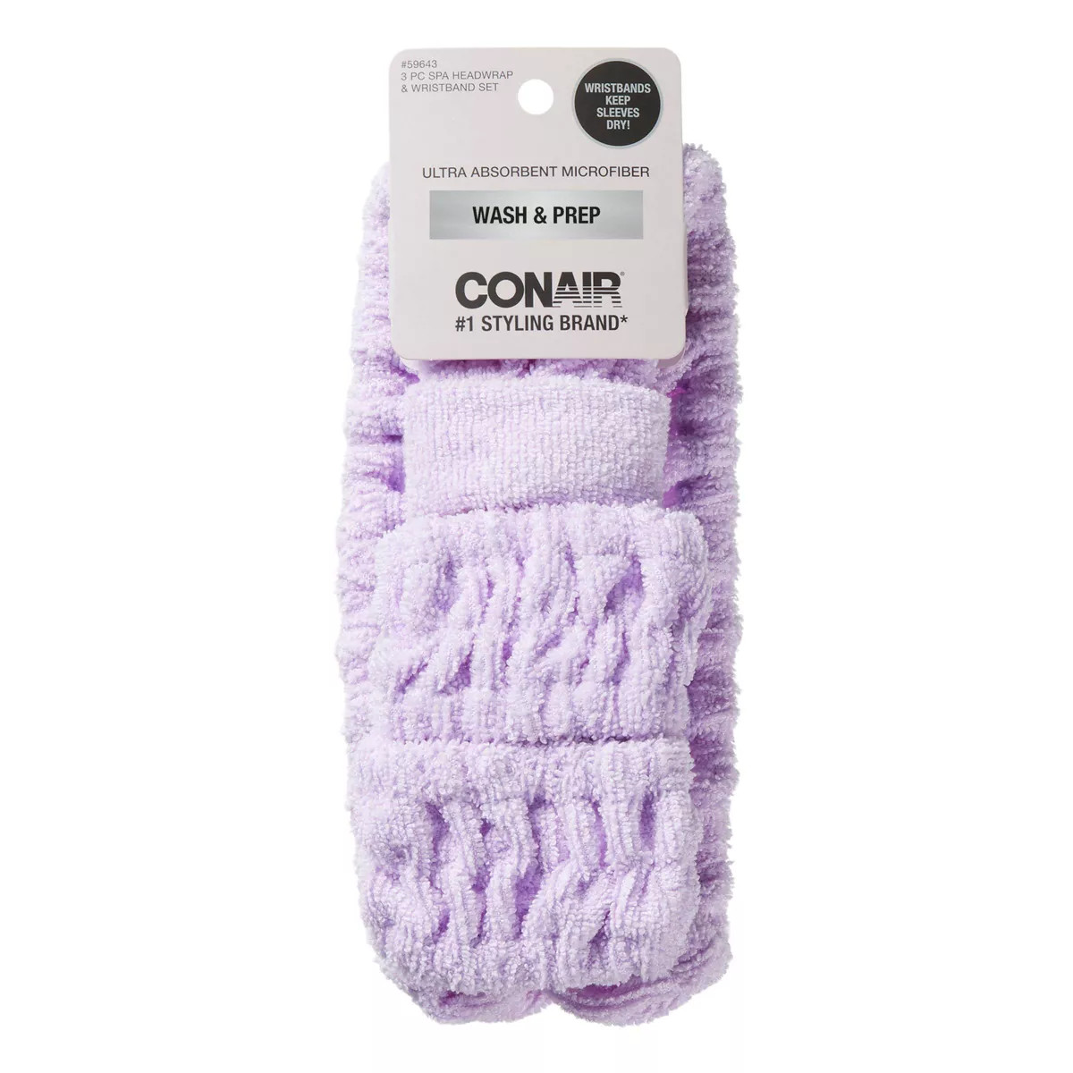 Conair Spa Headband and Wristlets - Lavender - 3pcs | Target