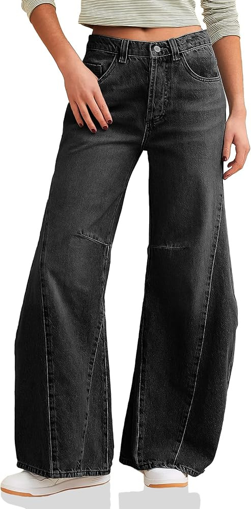 Cicy Bell Womens Baggy Bell Bottom Jeans High Waisted Flare Barrel Wide Leg Stretchy Denim Pants | Amazon (US)