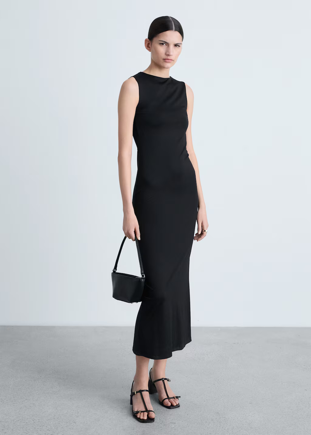 Long dress with back opening black - Women - 10 - MANGO | Mango (US/MX/AU)