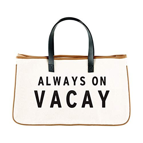 Santa Barbara Designs Simple Canvas Beach Tote Bag For Women, Large Purse For Travel (Always On Vacay) | Amazon (US)