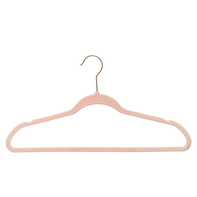 Better Homes & Gardens Velvet Clothing Hangers, 30 Pack, Pink, Space Saving | Walmart (US)