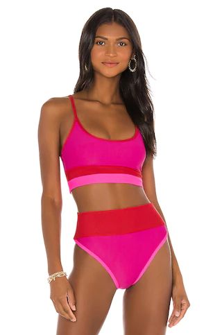 BEACH RIOT Eva Bikini Top in Pink & Red from Revolve.com | Revolve Clothing (Global)