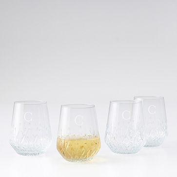 Classic Etched Stemless Wine Glasses, Set of 4 | Mark and Graham