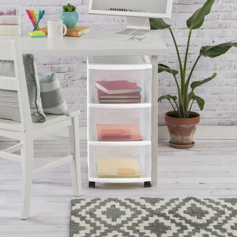 Sterilite 3 Drawer Cart, White - Walmart.com | Walmart (US)