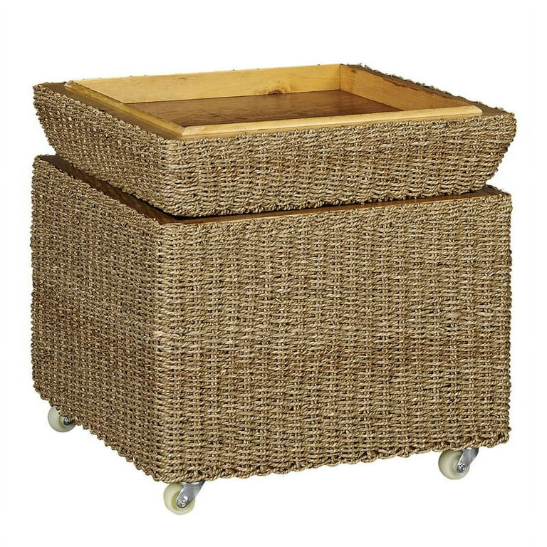 Rolling Seagrass Wicker Storage Seat - Walmart.com | Walmart (US)
