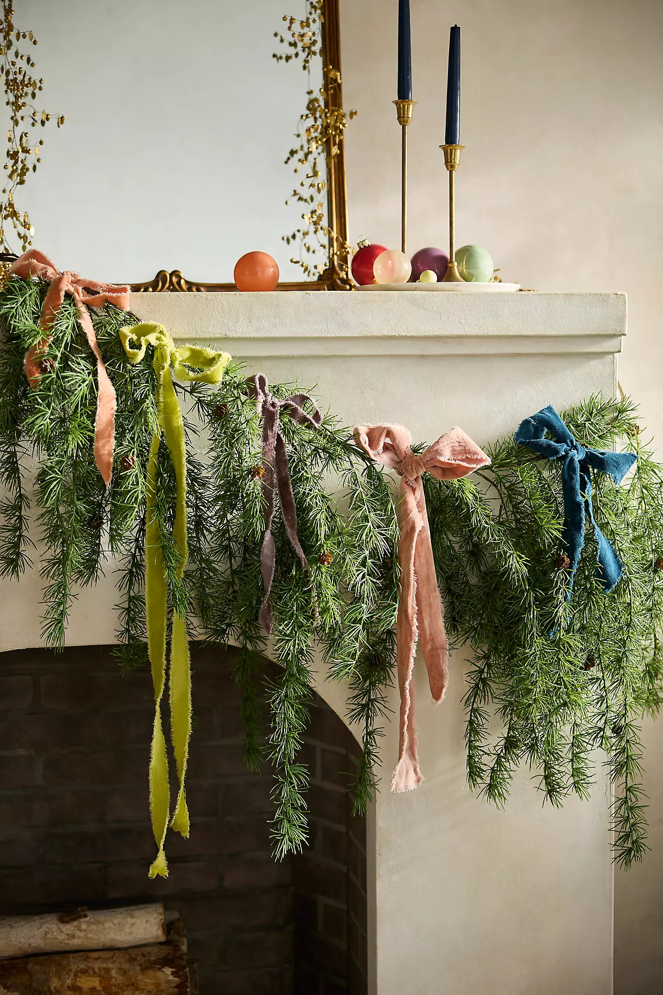Faux Cascading Larch Garland, 72” | Terrain