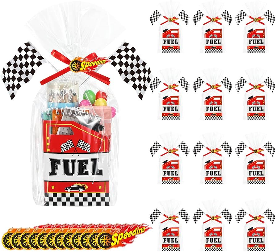 PerKoop 144 Pcs Racing Car Party Supplies Include 24 Racing Theme Gift Baskets 24 Clear Plastic B... | Amazon (US)