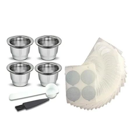 Stainless Steel Fillable Coffee Capsules Set Reusable Coffee Capsule Cup Filter Kit with 100pcs Self | Walmart (US)