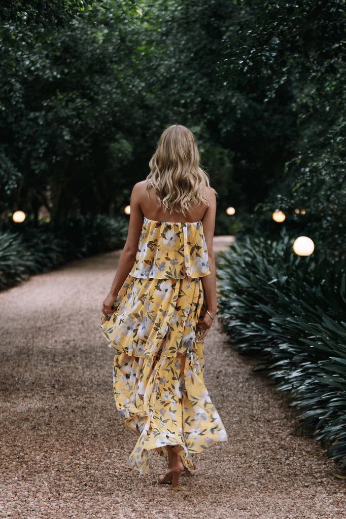 Bloom Strapless Maxi Dress - Yellow Floral | Petal & Pup (US)
