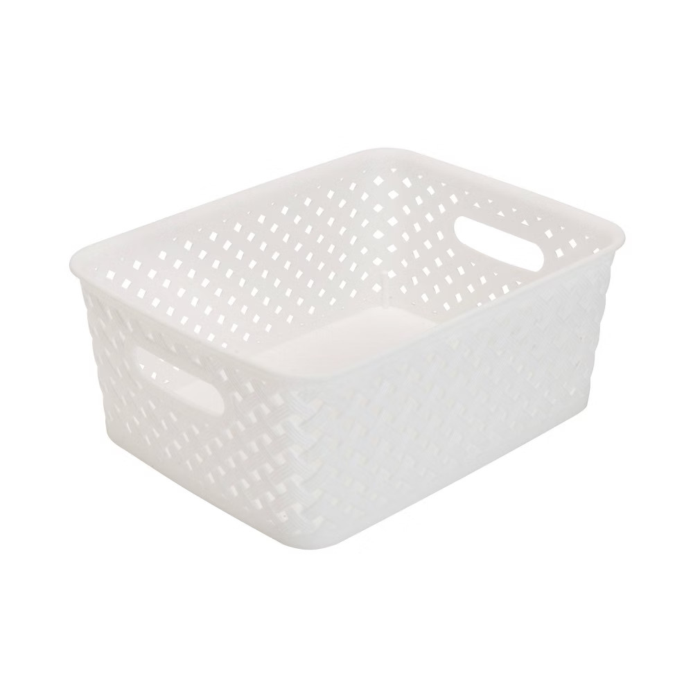 Simplify Small Resin Wicker Storage Bin White | Target